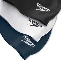 Caps-Speedo 3 Pack Solid Silicone Cap Navy White Black