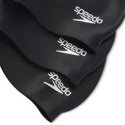 Caps-Speedo 3 Pack Solid Silicone Cap Black