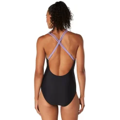 Recreation|Fitness-Speedo Adjustable Crossback One Piece Paisley Purple