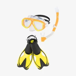 Snorkelling|Mask & Snorkels-Speedo Adult Adventure Mask/Snorkel/Fin Set Orange