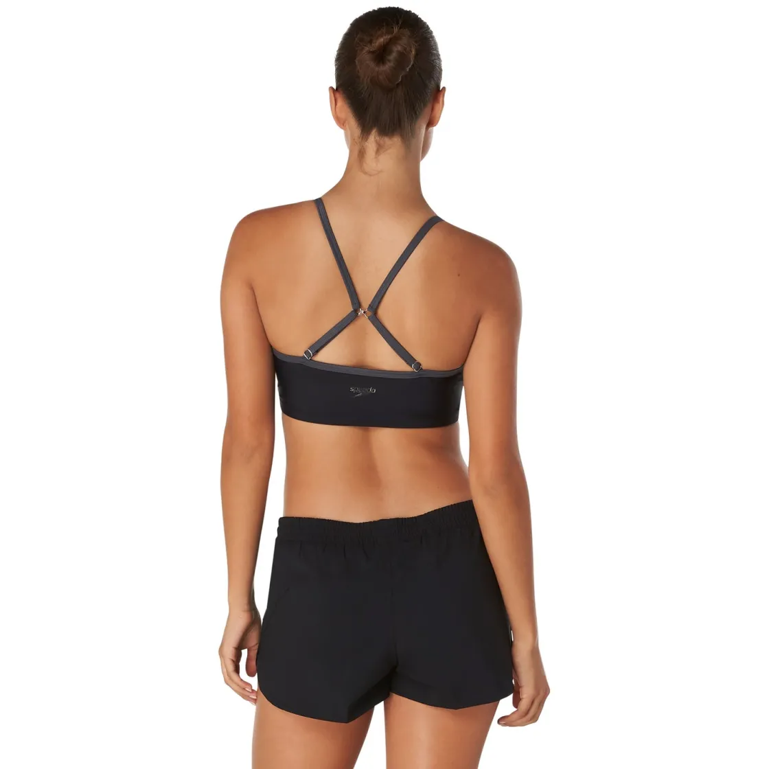 Two Pieces-Speedo Asymmetrical Colorblock Bikini Speedo Black
