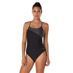 Recreation|Fitness-Speedo Asymmetrical Colorblock One Piece Speedo Black
