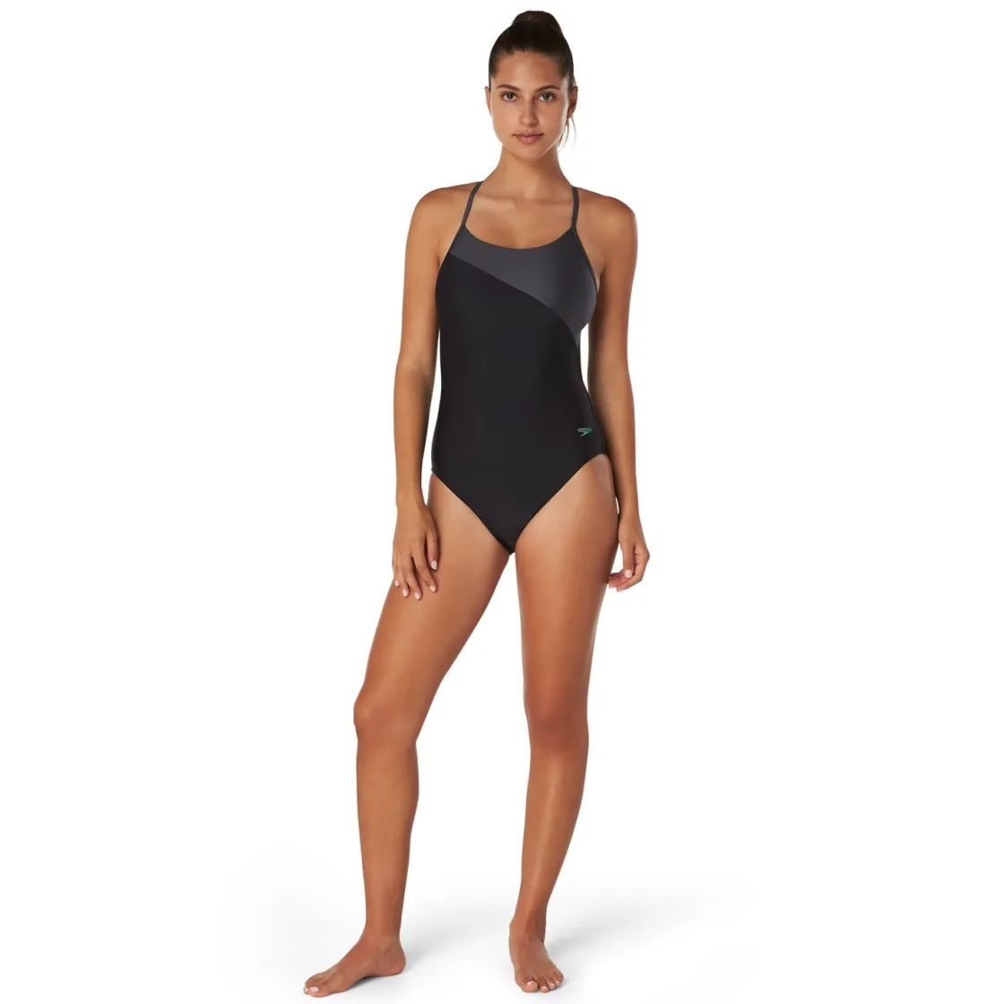 Recreation|Fitness-Speedo Asymmetrical Colorblock One Piece Speedo Black