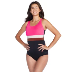 Fitness|One Pieces-Speedo Banded Colorblock One Piece Fandango Pink