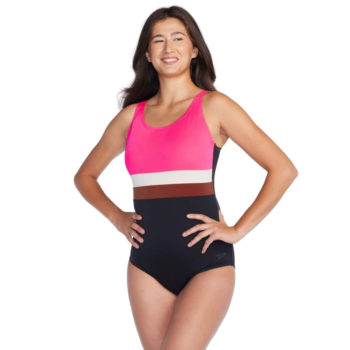 Fitness|One Pieces-Speedo Banded Colorblock One Piece Fandango Pink