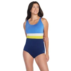 Fitness|One Pieces-Speedo Banded Colorblock One Piece Cerulean Blue