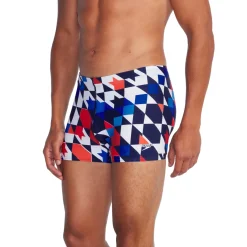 Square Legs-Speedo Beachstar Print Square Leg Blue White Grey