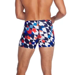 Square Legs-Speedo Beachstar Print Square Leg Blue White Grey