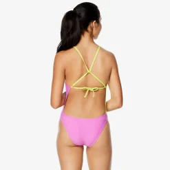 Fitness|Training-Speedo Color Block Tie Back One Piece Pink