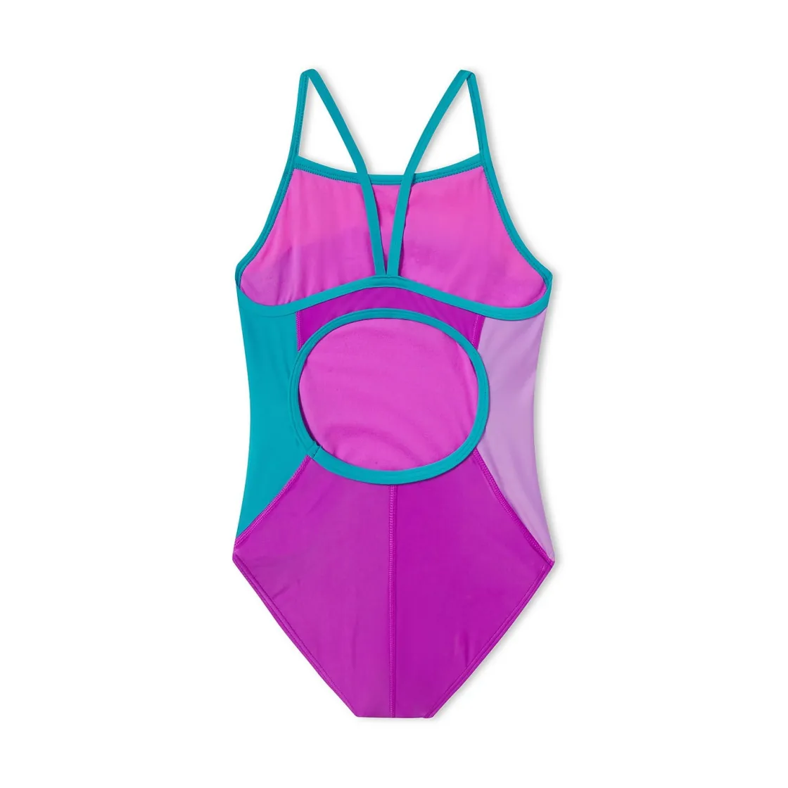 Girls Training|Girls Swimwear-Speedo Colorblock Propel Back One Piece Neon Violet