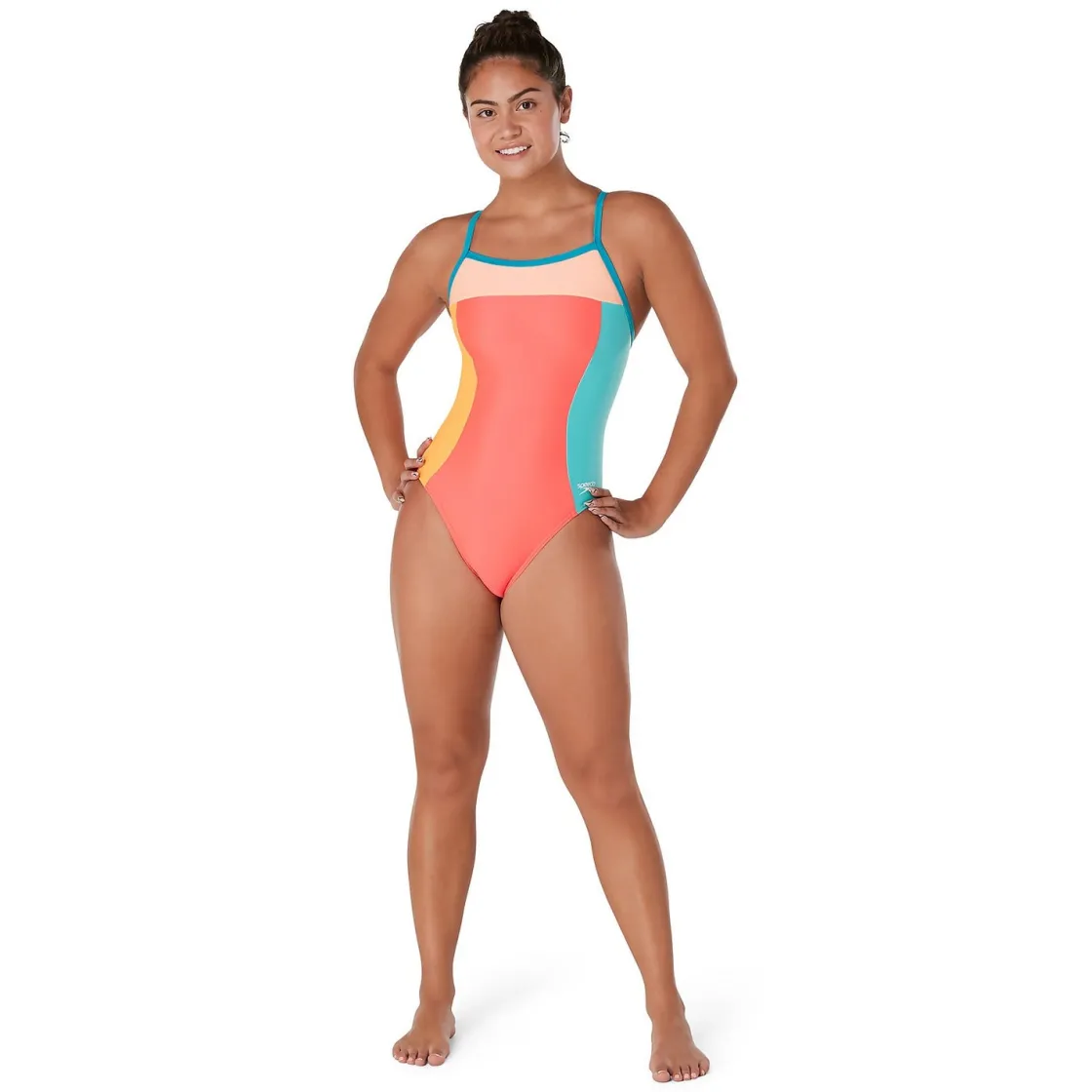 Girls Training|Girls Swimwear-Speedo Colorblock Propel Back One Piece Pink