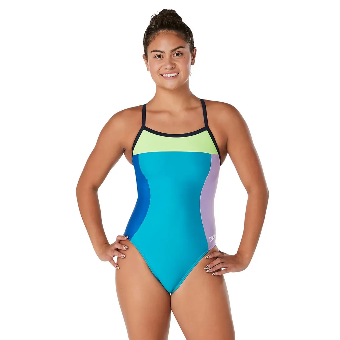 Girls Training|Girls Swimwear-Speedo Colorblock Propel Back One Piece Blue