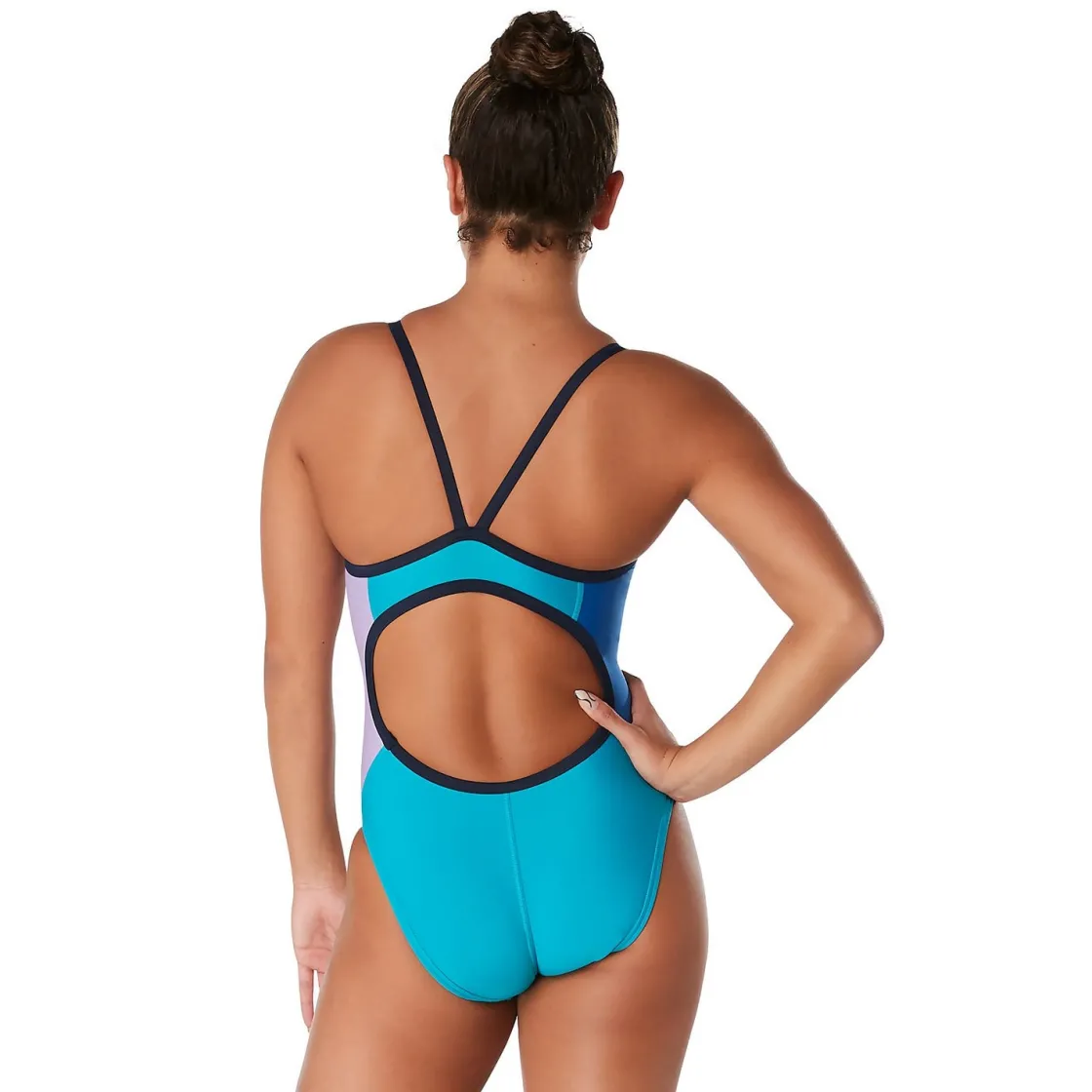 Girls Training|Girls Swimwear-Speedo Colorblock Propel Back One Piece Blue