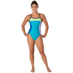 Girls Training|Girls Swimwear-Speedo Colorblock Propel Back One Piece Blue