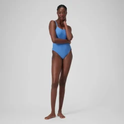 Fitness|One Pieces-Speedo Colorblock Racerback One Piece Iceberg Blue