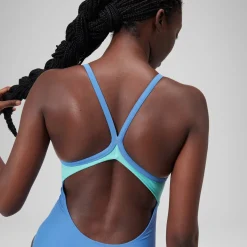 Fitness|One Pieces-Speedo Colorblock Racerback One Piece Iceberg Blue