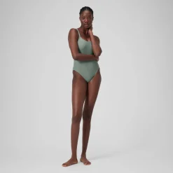 Fitness|One Pieces-Speedo Colorblock Racerback One Piece Sage Green
