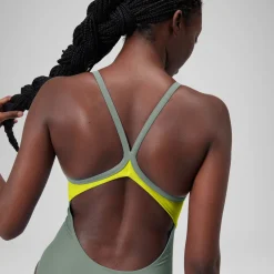 Fitness|One Pieces-Speedo Colorblock Racerback One Piece Sage Green