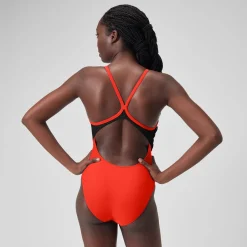 Fitness|One Pieces-Speedo Colorblock Racerback One Piece Coquelicot Red