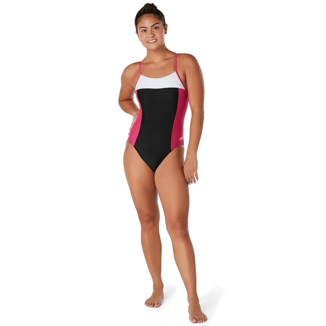 Training|One Pieces-Speedo Colorblock Relay Back with Shelf Bra One Piece Pink Yarrow