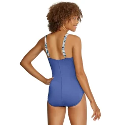 Fitness|One Pieces-Speedo Colorblock Square Neck One Piece Blue
