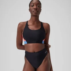Two Pieces-Speedo Colorblock Top Cynical Black