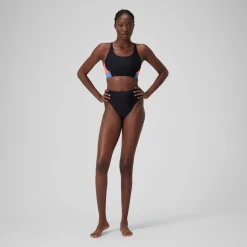 Two Pieces-Speedo Colorblock Top Cynical Black