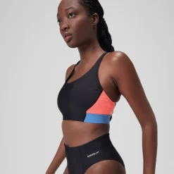Two Pieces-Speedo Colorblock Top Cynical Black