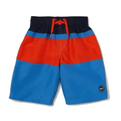 Boys Swimwear-Speedo Colorblocked Boardshort 17" Blue Orange Navy
