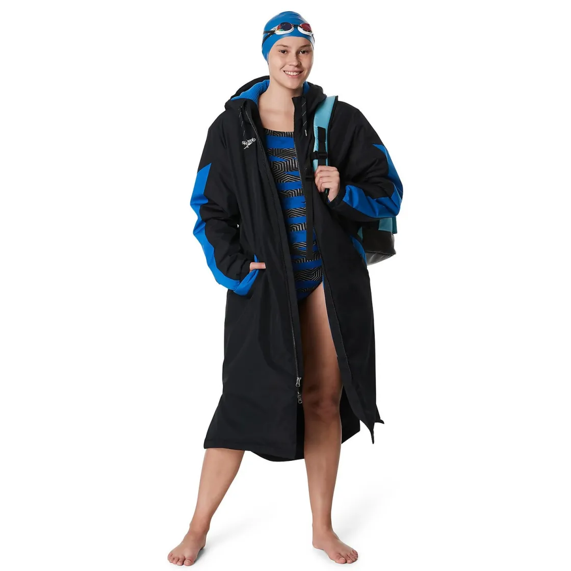 Racing|One Pieces-Speedo Contort Stripes Crossback One Piece Blue/Black