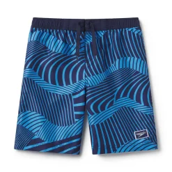 Boys Swimwear-Speedo Coral Sea Boardshort 17" Stripe Blue