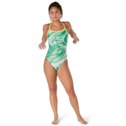 Racing|One Pieces-Speedo Cyclone Swirl Flyback One Piece Bright Green