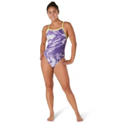 Racing|One Pieces-Speedo Cyclone Swirl Flyback One Piece Purple