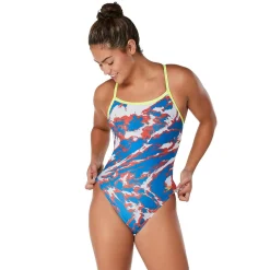Racing|One Pieces-Speedo Cyclone Swirl Flyback One Piece Blue Red White