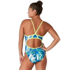 Racing|One Pieces-Speedo Cyclone Swirl Flyback One Piece Blue Green