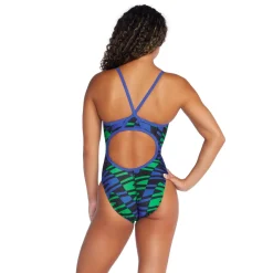 Racing|One Pieces-Speedo Disco Boom Flyback Blue Green