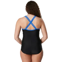Recreation|Fitness-Speedo Double Strap One Piece Blue Black