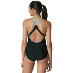 Recreation|Fitness-Speedo Double Strap Racerback One Piece Black