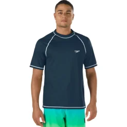 Rashguards-Speedo Easy Short Sleeve Swim Rashguard Navy