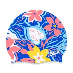 Caps-Speedo Elastomeric Printed Cap Blue Floral