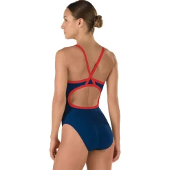 Fitness|Training-Speedo Endurance+ - Solid Flyback Training One Piece Navy/Red