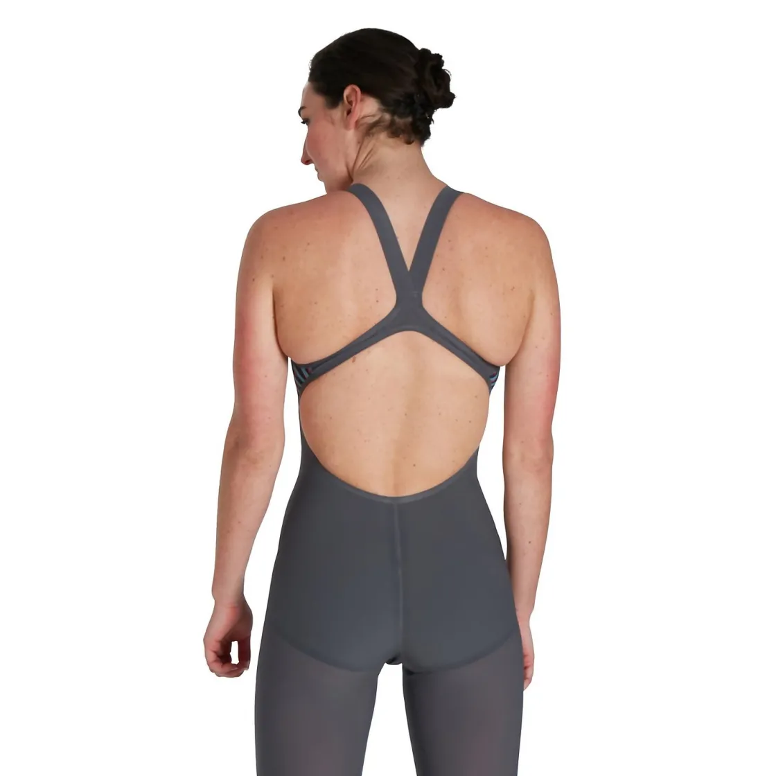 Tech Suits-Speedo Fastskin LZR Pure Valor Open Back Kneeskin - Fina Approved Grey Blue