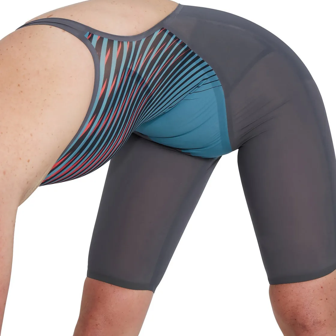 Tech Suits-Speedo Fastskin LZR Pure Valor Open Back Kneeskin - Fina Approved Grey Blue