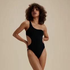 One Pieces-Speedo Flu3nte Asymmetrical Colorblock One Piece Black