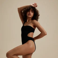 One Pieces-Speedo Flu3nte Asymmetrical Colorblock One Piece Black
