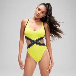 One Pieces-Speedo Flu3nte Convertible Cut Out Swimsuit Bitter Lime