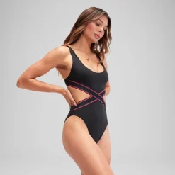 One Pieces-Speedo Flu3nte Convertible Cut Out Swimsuit Anthracite