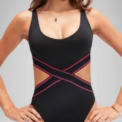 One Pieces-Speedo Flu3nte Convertible Cut Out Swimsuit Anthracite
