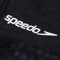 Two Pieces-Speedo Flu3nte Embossed Solid Cropkini Black