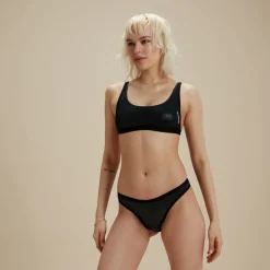 Two Pieces-Speedo Flu3nte Foil Cheeky Solid Scoop Bikini Bottom Black